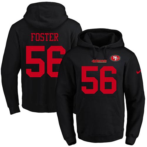Nike 49ers #56 Reuben Foster Black Name & Number Pullover NFL Hoodie - Click Image to Close